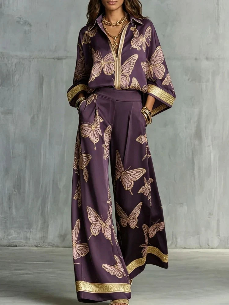 Brialia Butterfly Print Lounge Set