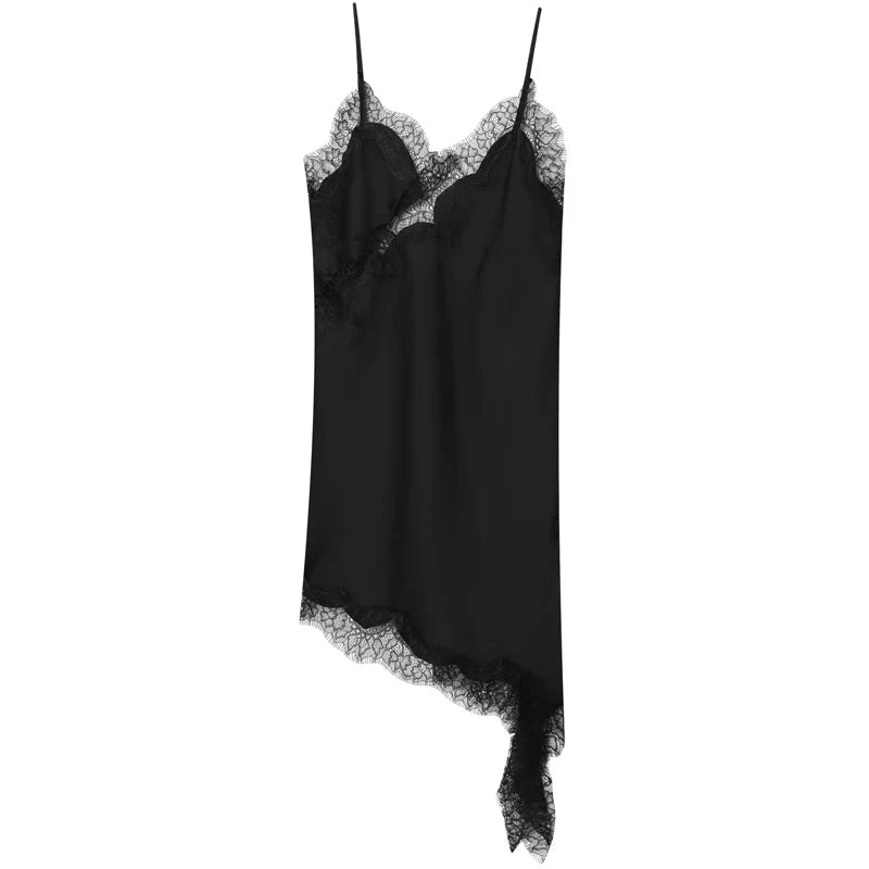 Novella Lace Asymmetrical Midi Dress