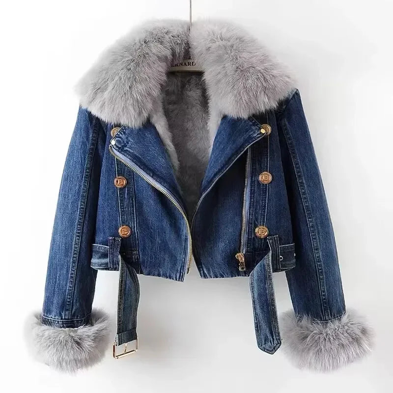 Valeria Faux Fur Denim Jacket