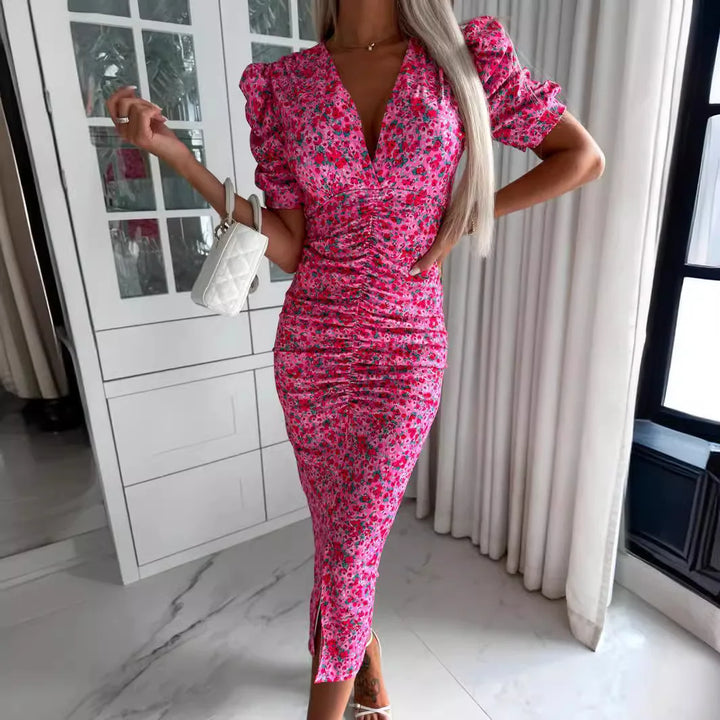 Cersie Floral Wedding Guest Midi Dress