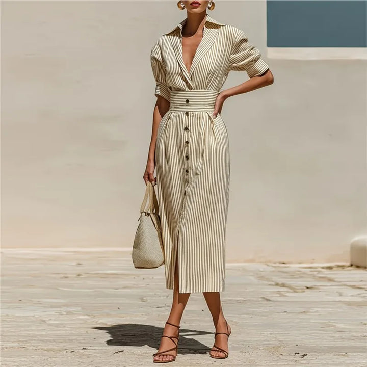 Juliana Striped Shirt Midi Dress