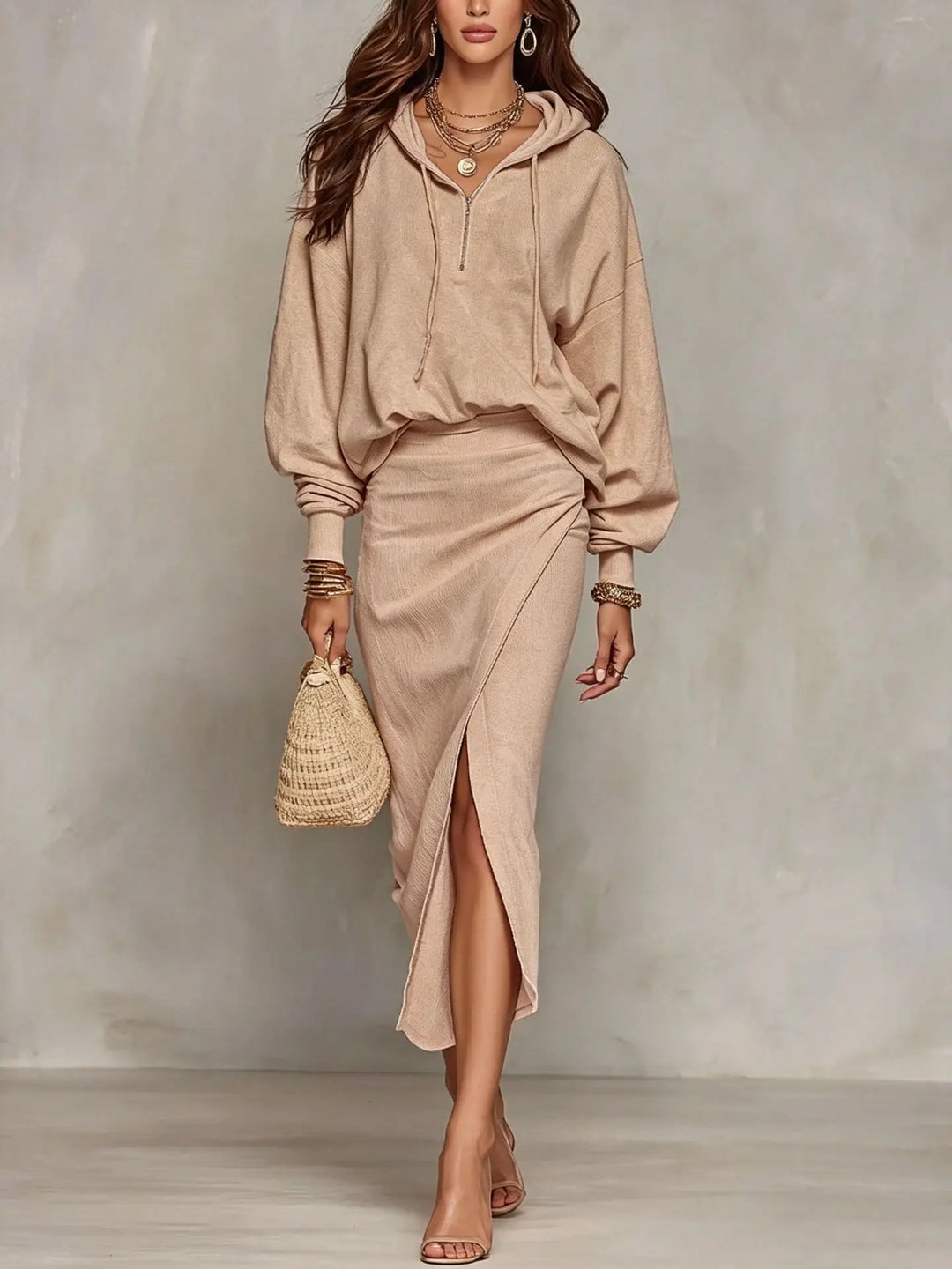 Nolani Asymmetric Wrap Skirt Set
