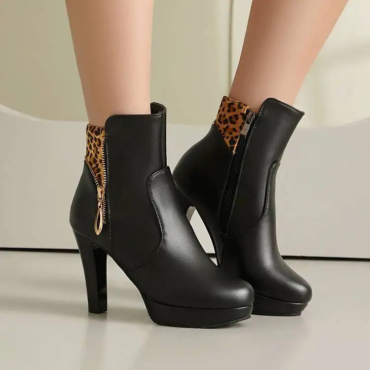 Marisole Leopard Panel Ankle Boots