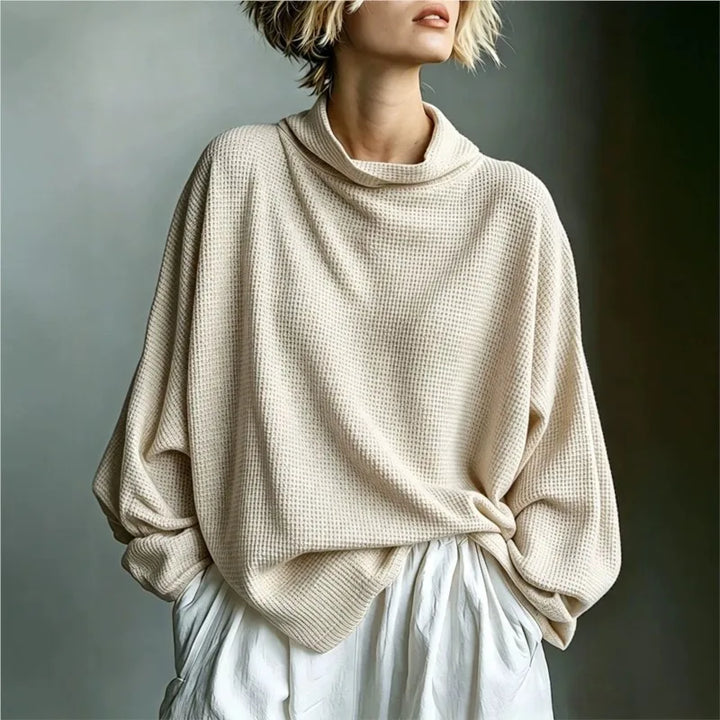 Genevieve Waffle Knit Funnel Top