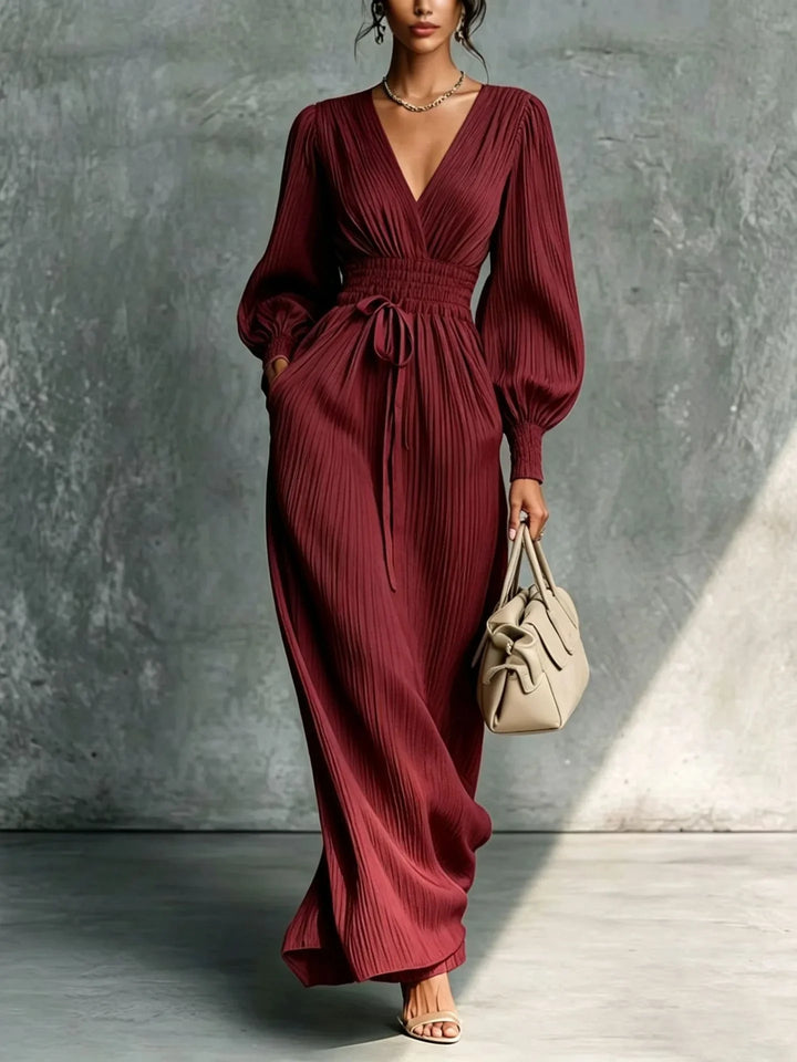 Maevia Deep V Neck Maxi Dress
