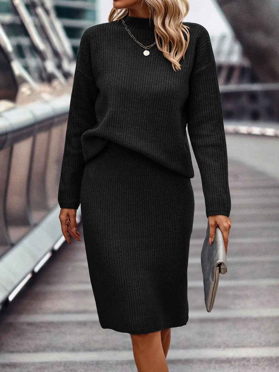 Ines Ribbed Knit Skirt Set