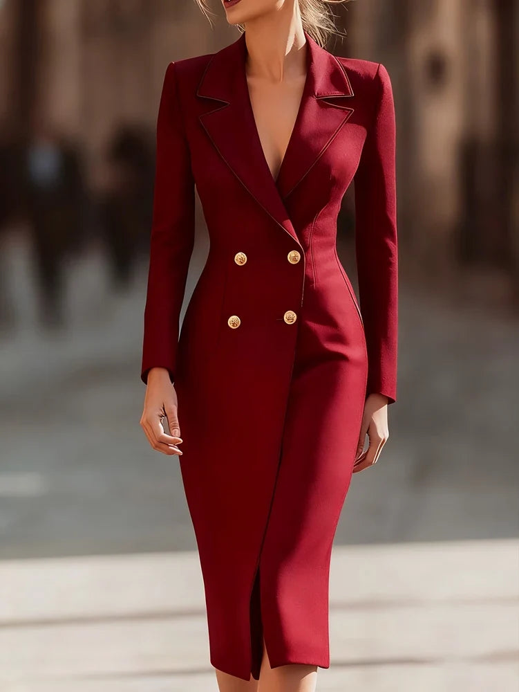 Florina Elegant Blazer Midi Dress