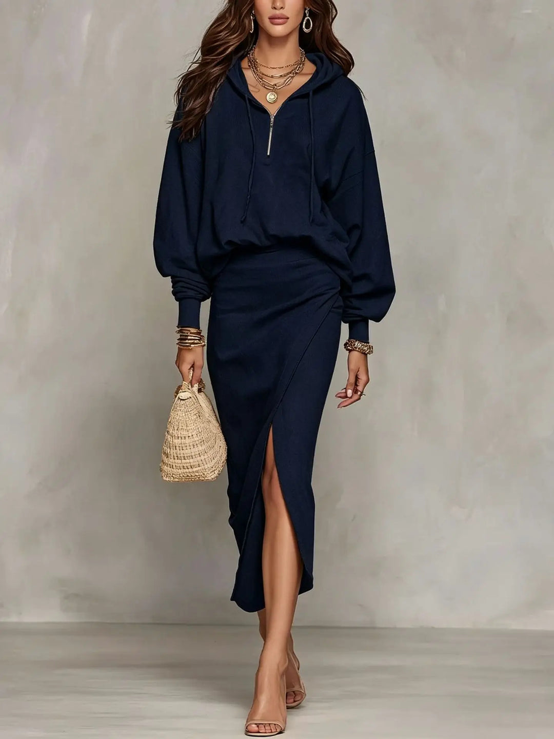 Nolani Asymmetric Wrap Skirt Set