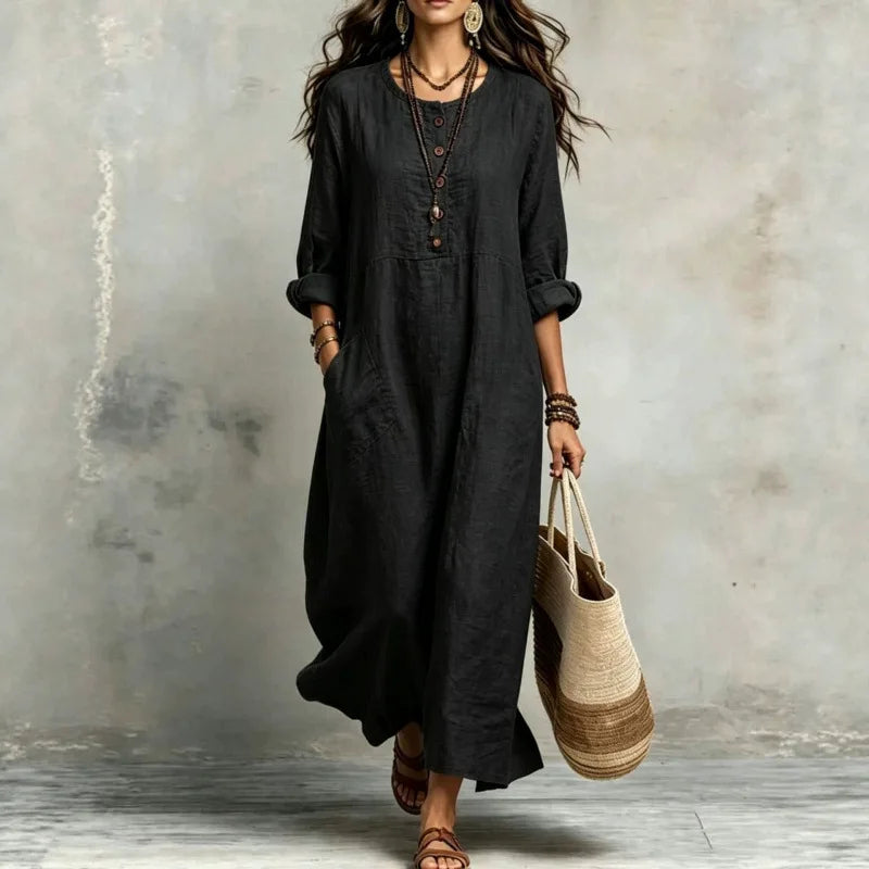 Fiona Casual Button Maxi Dress