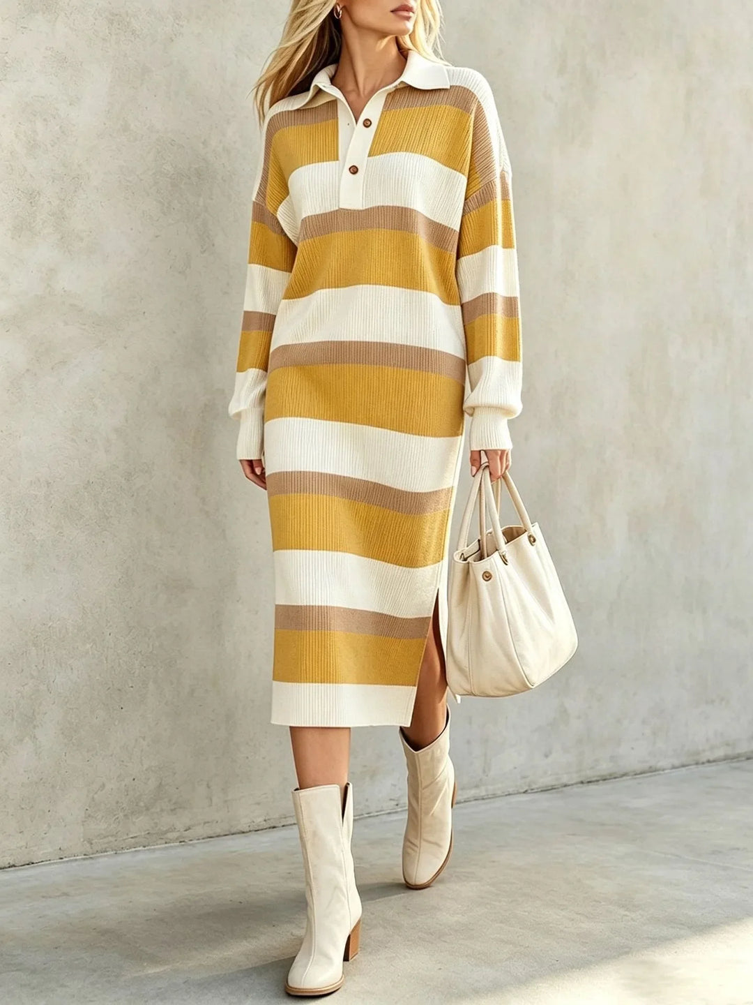 Amika Striped Polo Midi Dress