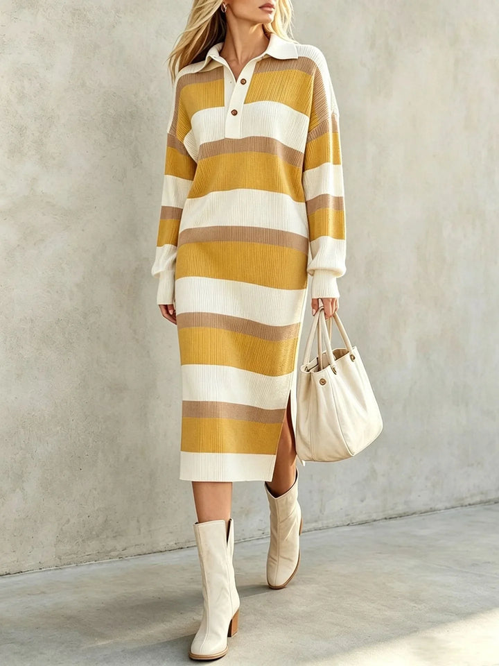 Amika Striped Polo Midi Dress