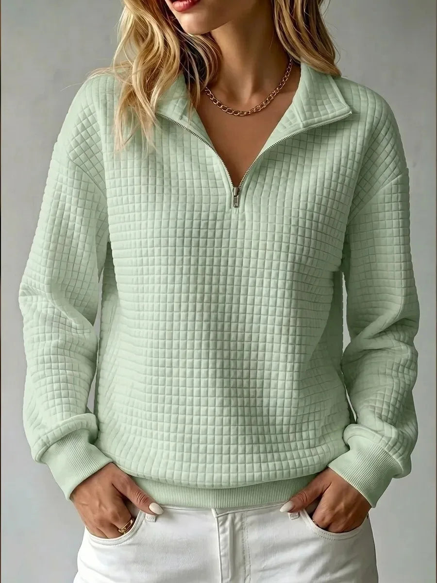 Orlinda Waffle Half Zip Sweater