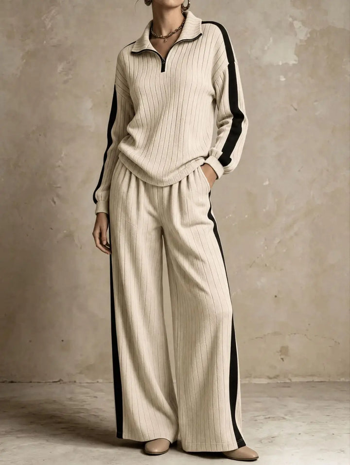 Elowyn Ribbed Half Zip Two Piece Set