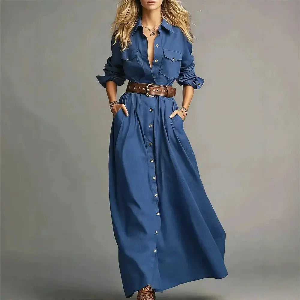 Alinae Button Front Maxi Dress