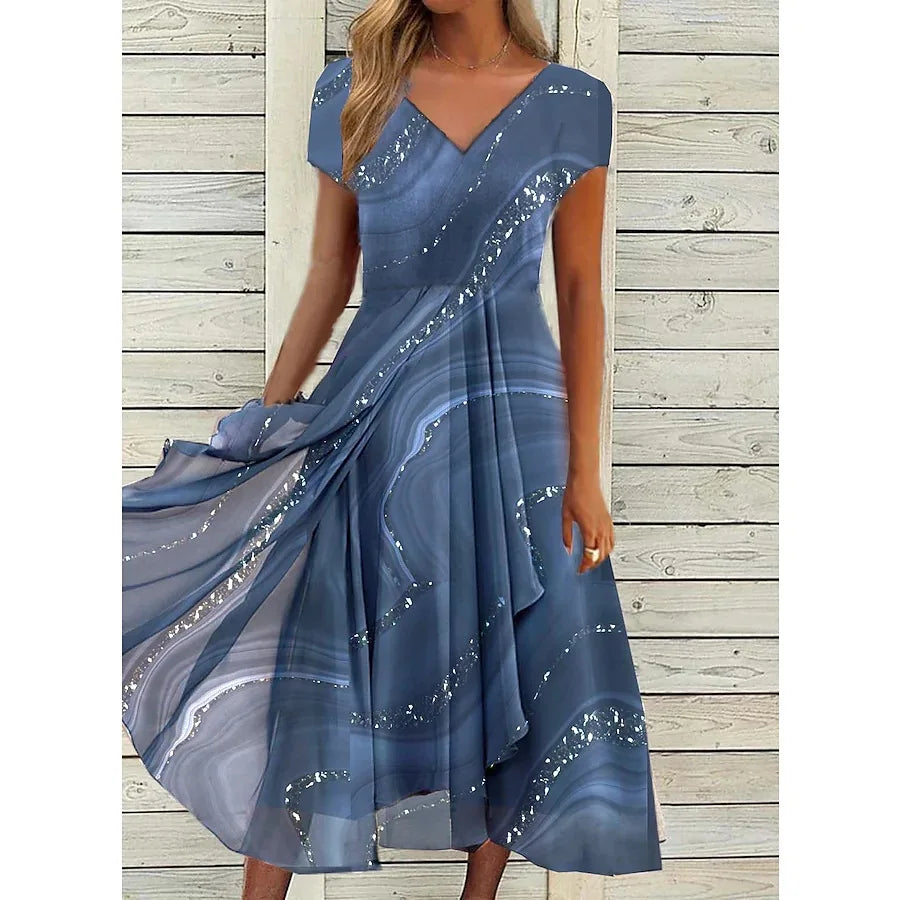 Sophia Casual V Neck Midi Dress