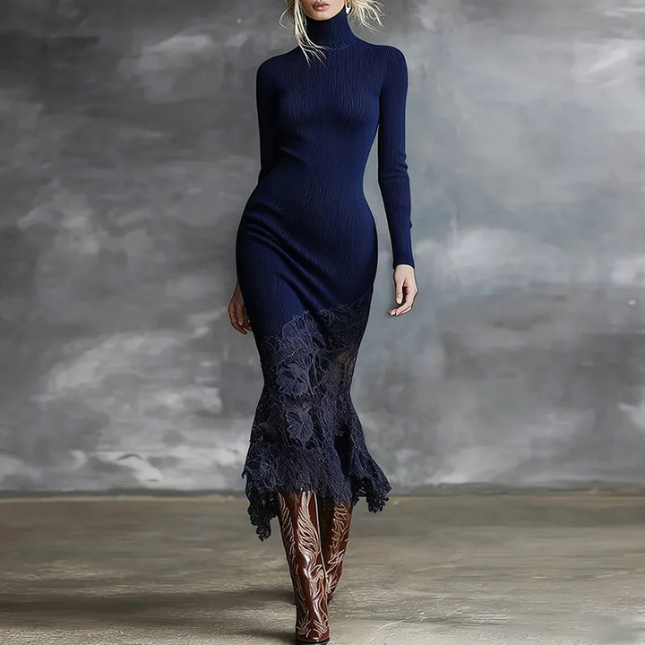 Monika Ribbed Turtleneck Dress
