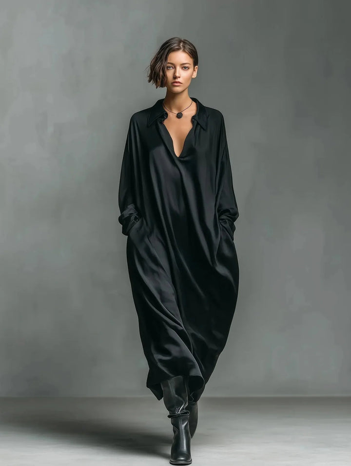 Elara Soft Drape Long Sleeve Maxi Dress