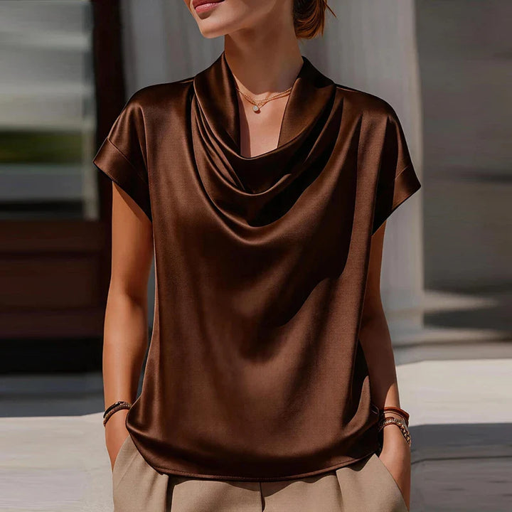 Orelina Draped Cowl Neck Blouse