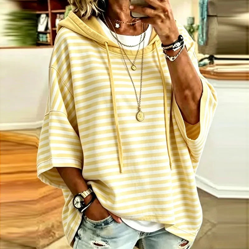 Yasmine Striped Hooded Pullover