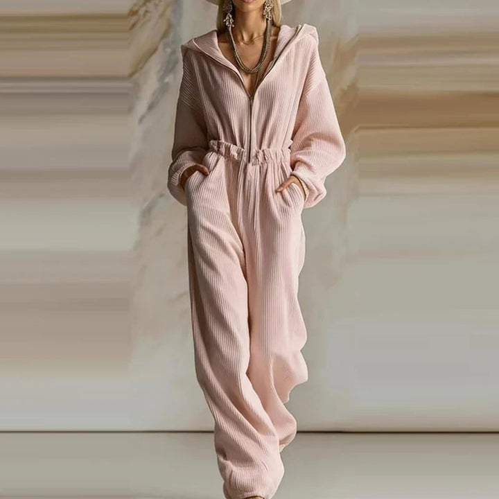 Elora Ribbed Hooded Jumpsuit