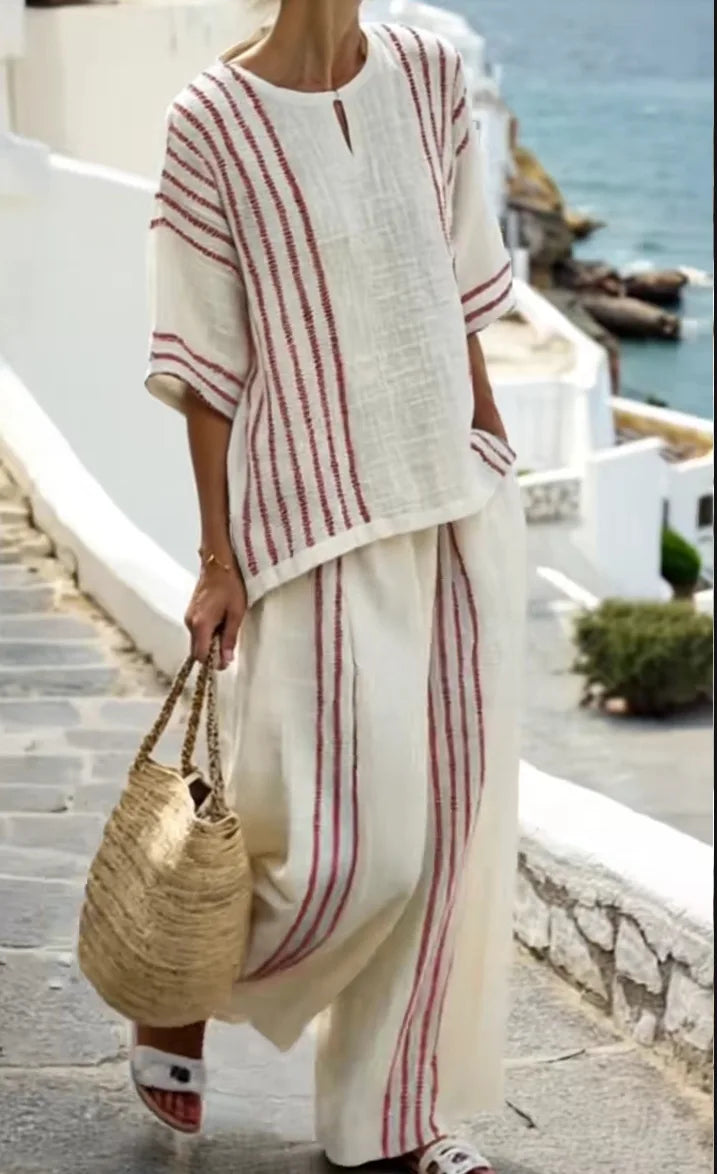 Sienna Striped Linen Two-Piece Set