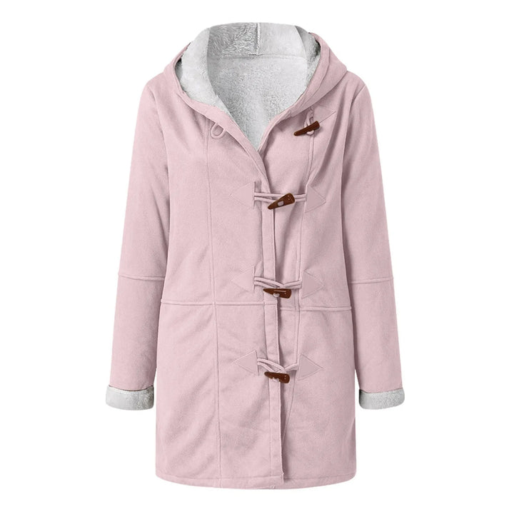 Pink duffle coat with toggle closures flat lay