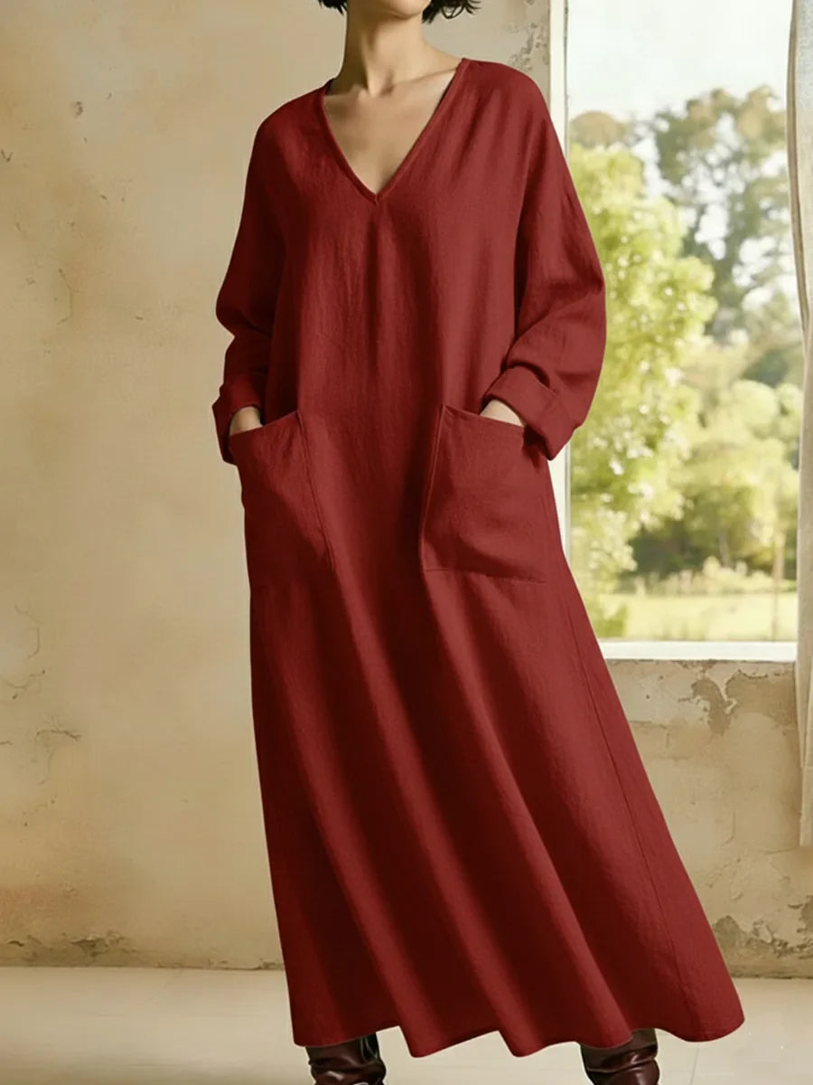 Ovelle Relaxed V Neck Maxi Dress