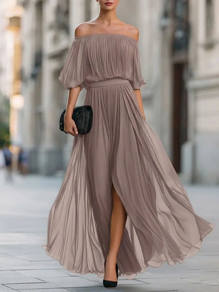 Aviora Elegant Flowy Off Shoulder Maxi Dress