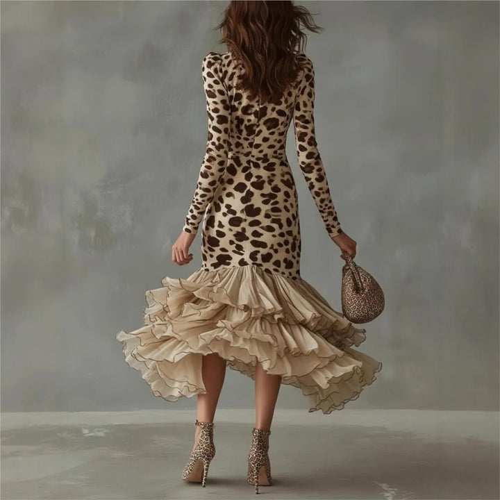 Ophelia Leopard Ruffle Dress