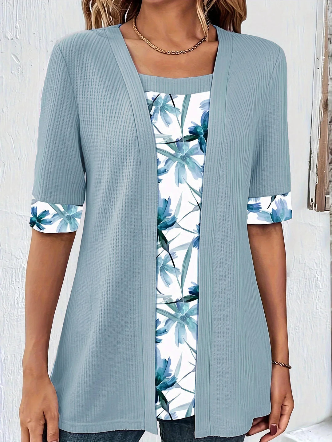 Elanique Casual Floral Two-Piece Set