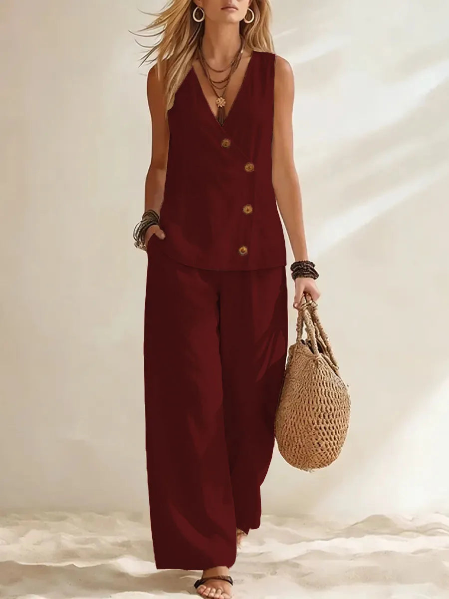 Mireza Button Vest Co-Ord Set