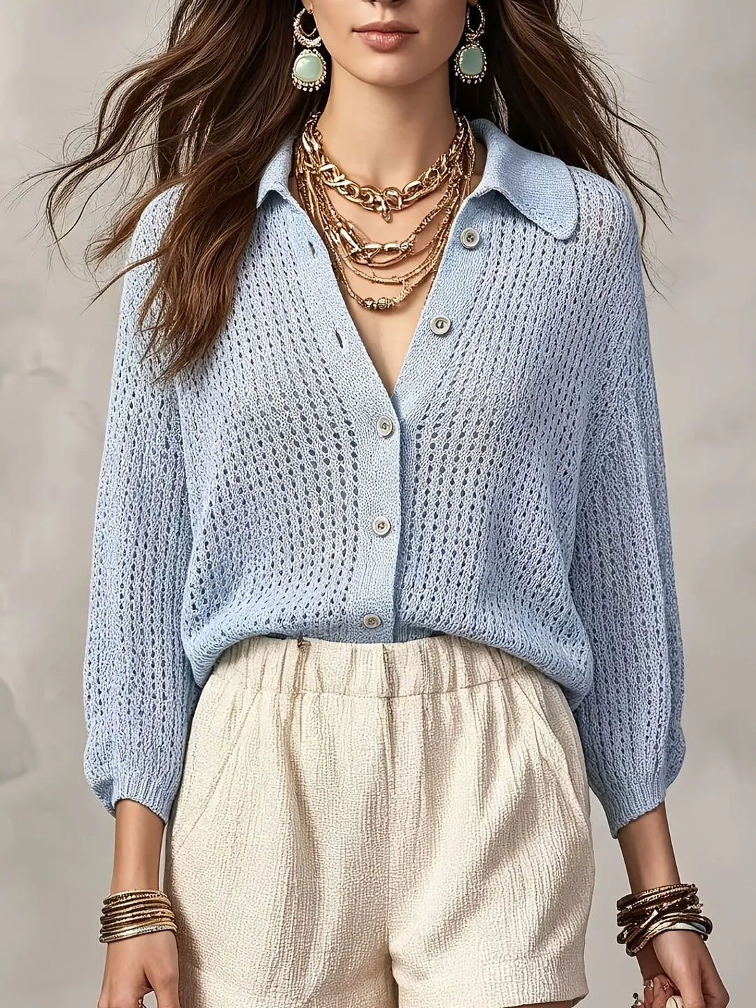 Beatrix Open Crochet Knit Cardigan