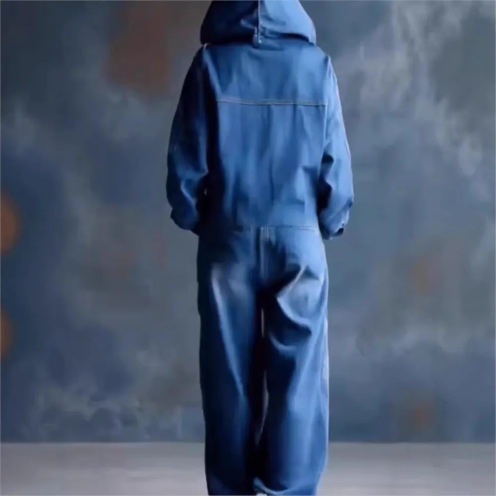 Juniper Hooded Denim Jumpsuit