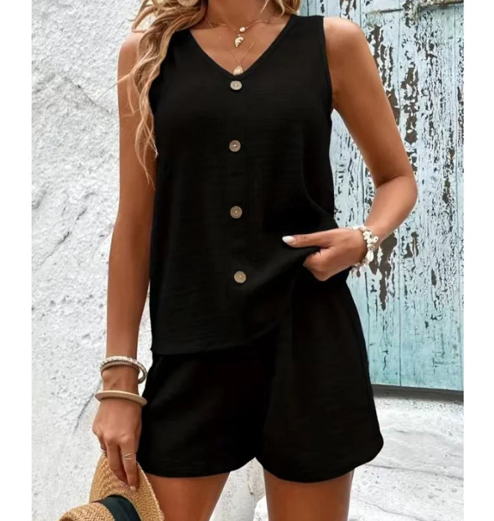 Lorenia V Neck Two-Piece Set