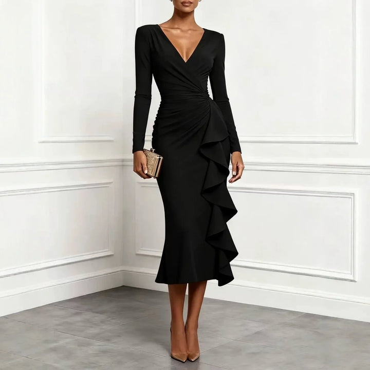 Isadora Ruffle Front Midi Dress