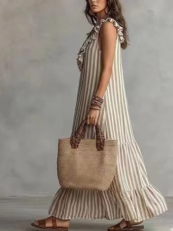 Kinsley Ruffle Striped Maxi Dress