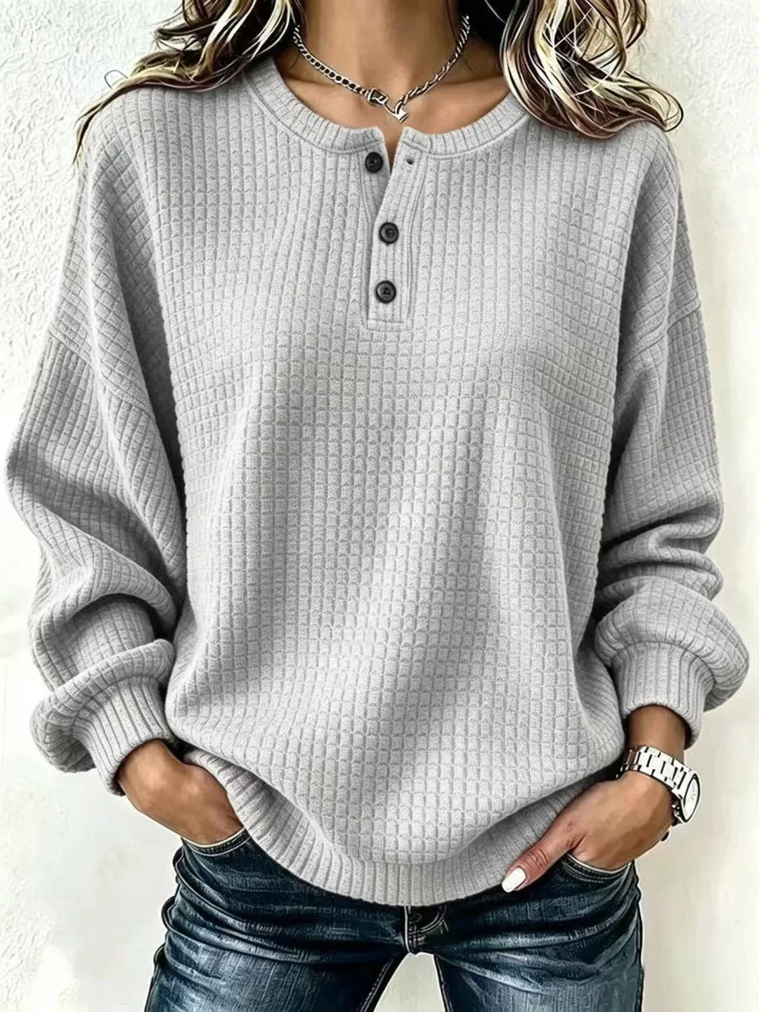 Sasha Waffle Knit Henley