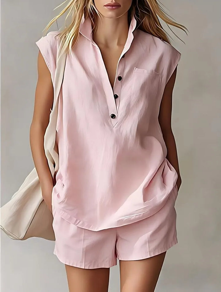 Eleanore Breathable Cotton Linen Shorts Set