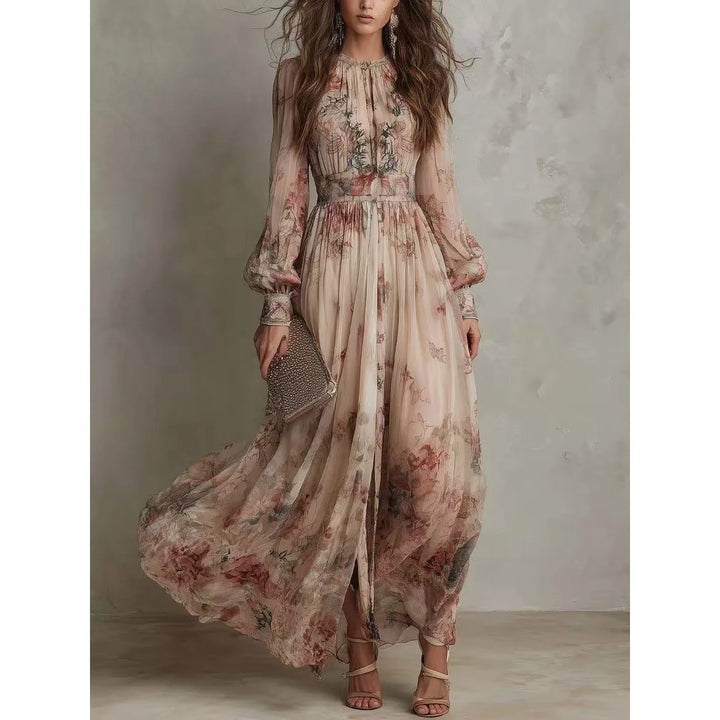 Aminta Vintage Floral Maxi Dress