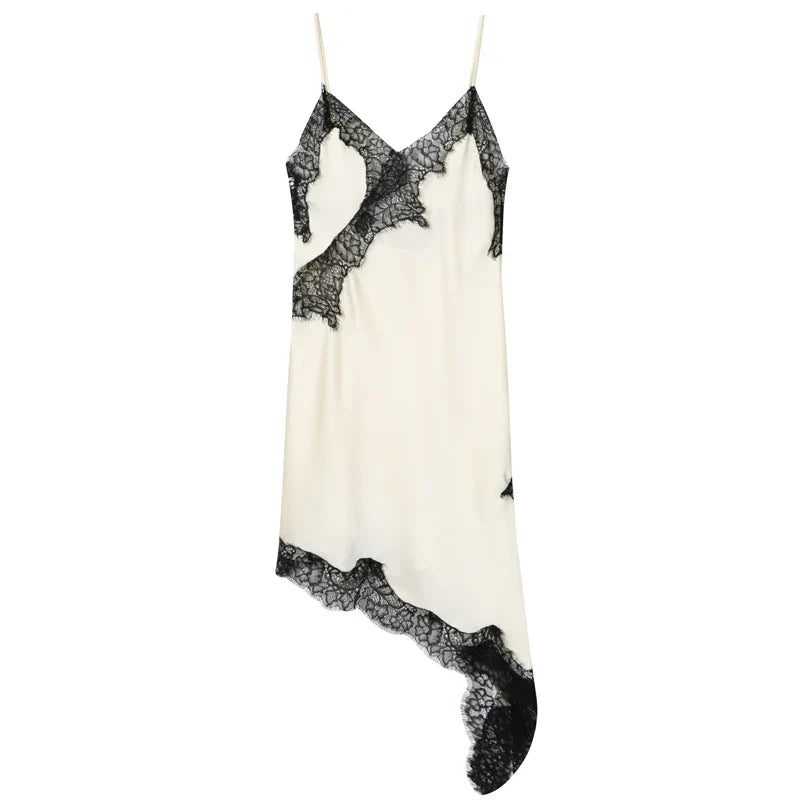 Novella Lace Asymmetrical Midi Dress