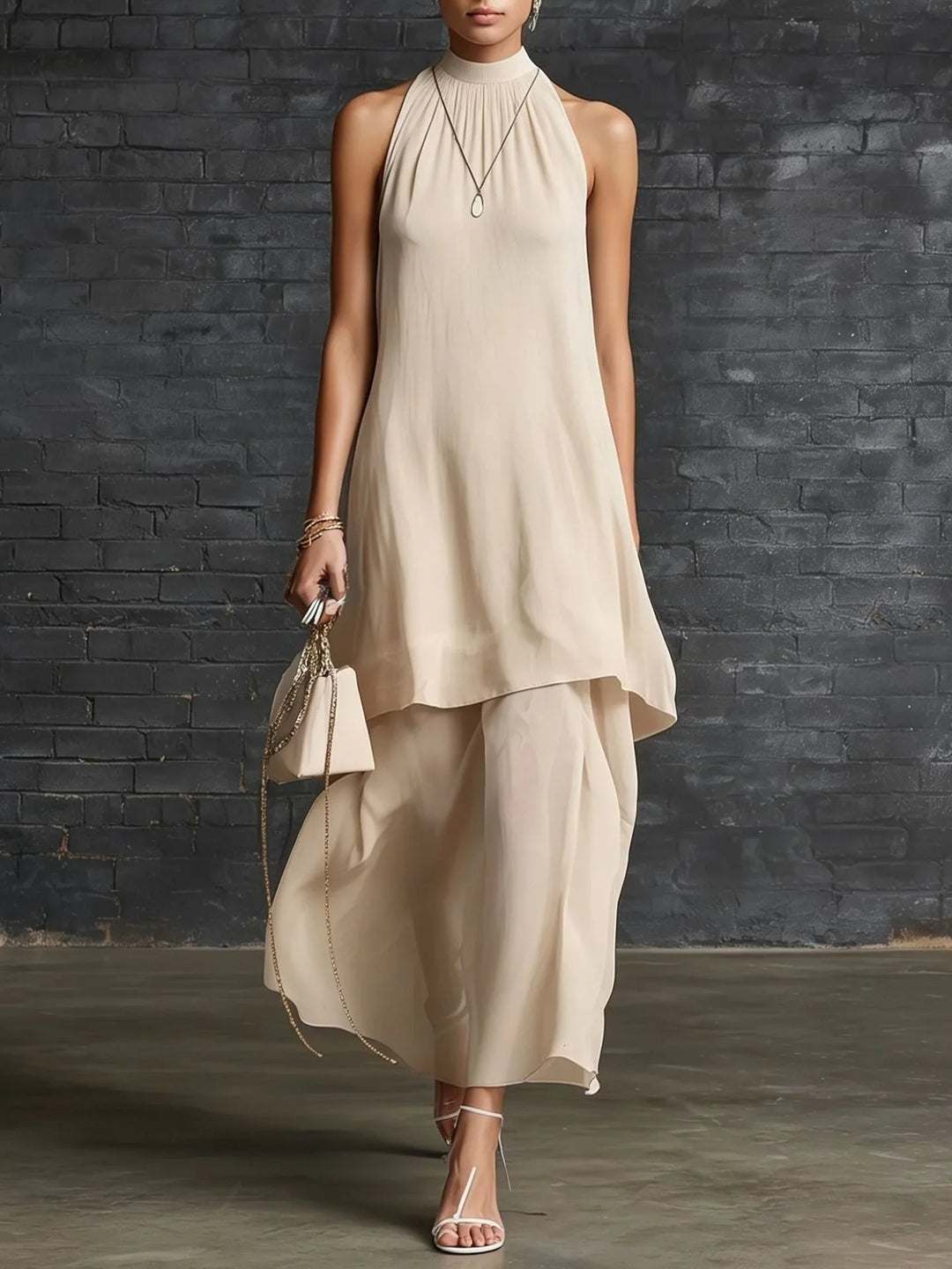 Amara Elegant Layered Chiffon Wedding Guest Dress