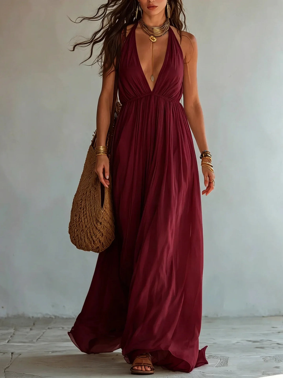 Paige Deep V Neck Maxi Dress