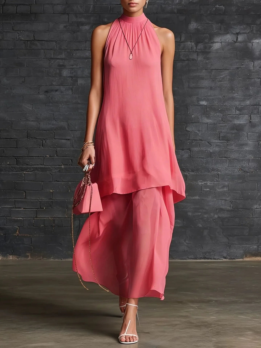 Amara Elegant Layered Chiffon Wedding Guest Dress