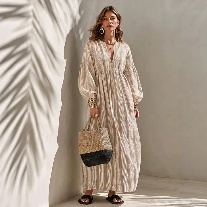 Roselia Relaxed Striped Midi Dress