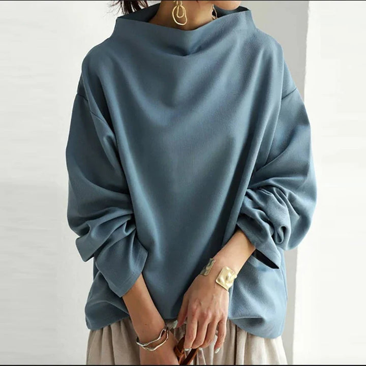 Monica Draped High Neck Blouse