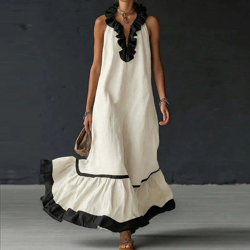 Amoura Ruffle Trim Maxi Dress