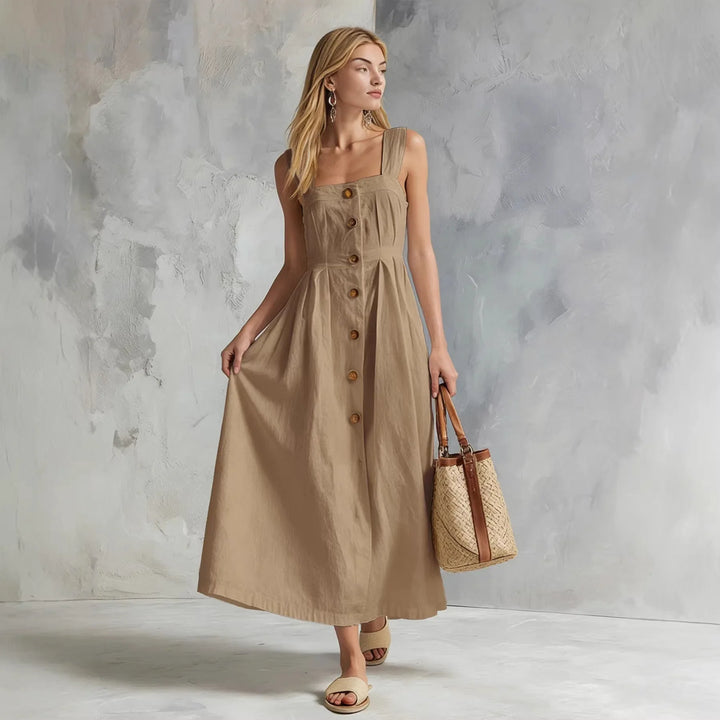 Laureen Linen Button Maxi Dress