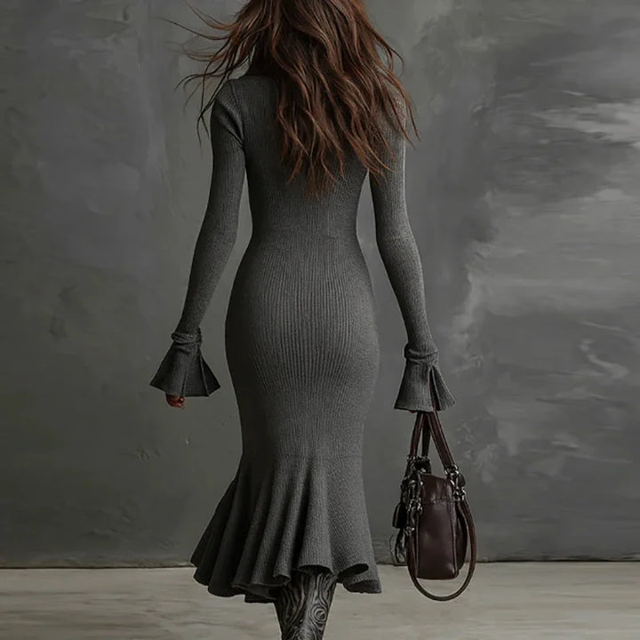 Jannat Ruffle Knit Midi Dress