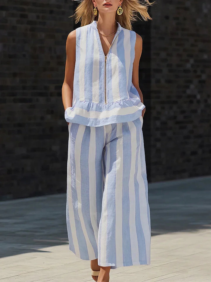 Celinora Striped Casual Pants Set