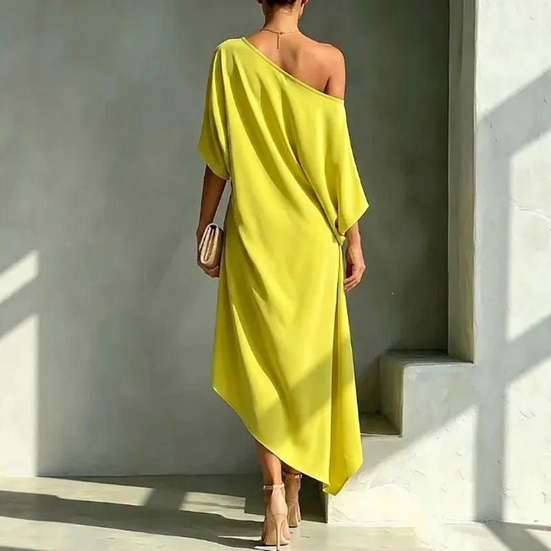 Maribel Elegant Asymmetrical Midi Dress